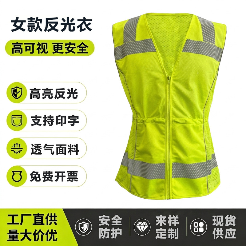Women's reflective clothing, reflective vests, night running, cycling, construction workwear, night safety reflective vests, custom-made and wholesale