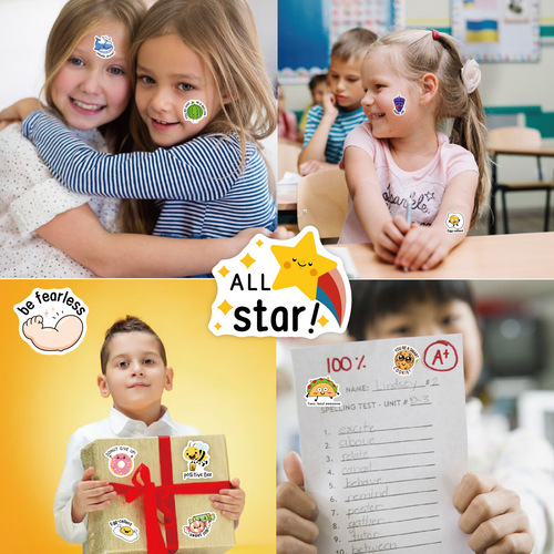 Cross-border encouragement stickers 20 pieces/box cartoon English motivational fruit animal children teacher fun reward stickers
