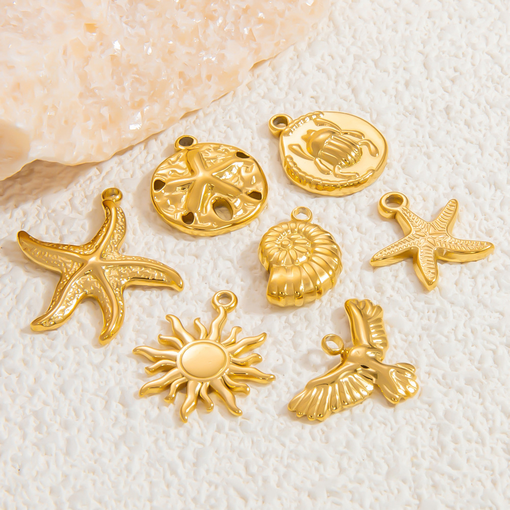 1 Piece 18.17*21.02mm 304 Stainless Steel PVD Coated Report this seller or product Sun Starfish Polished Pendant Evil Eye Jewelry display picture 1