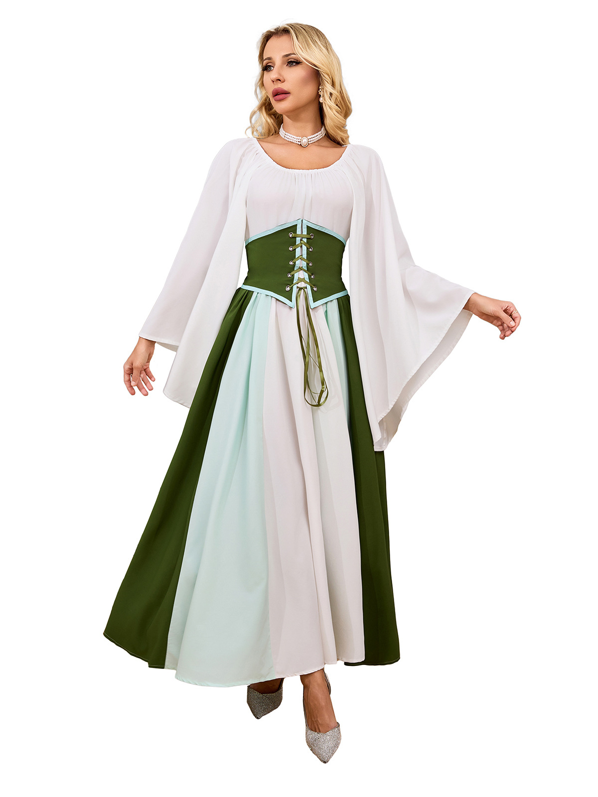 Halloween cos medieval renacimiento mujeres mono vestido largo traje de la etapa juego de rol traje Retro