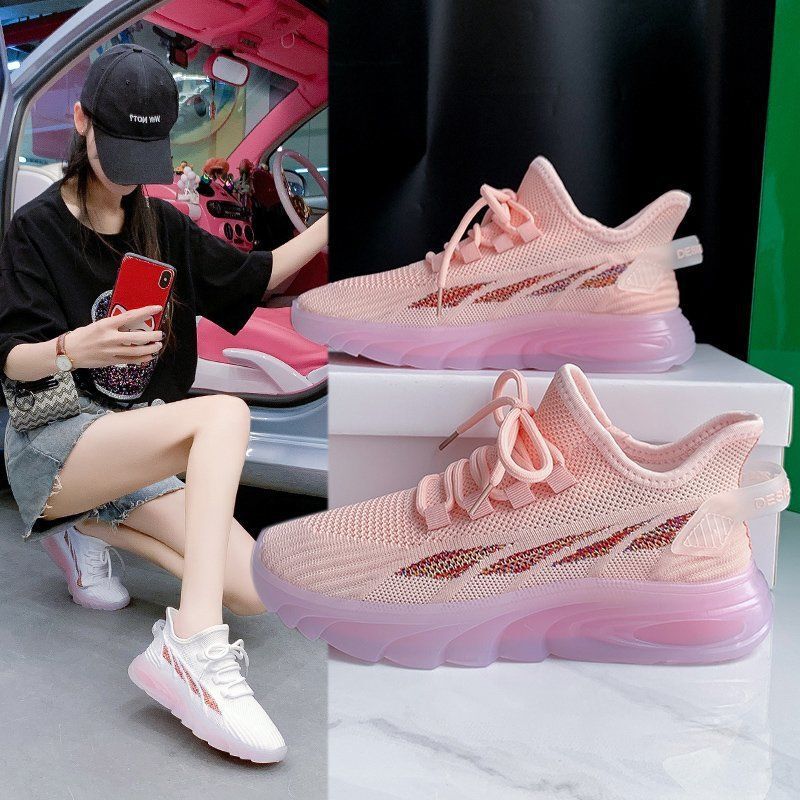 Jelly Sole Women's Shoes 2026 New Model Casual Shoes for Women Korean Fashion Running Trendy Shoes Breathable Knit Sports Shoes for Women