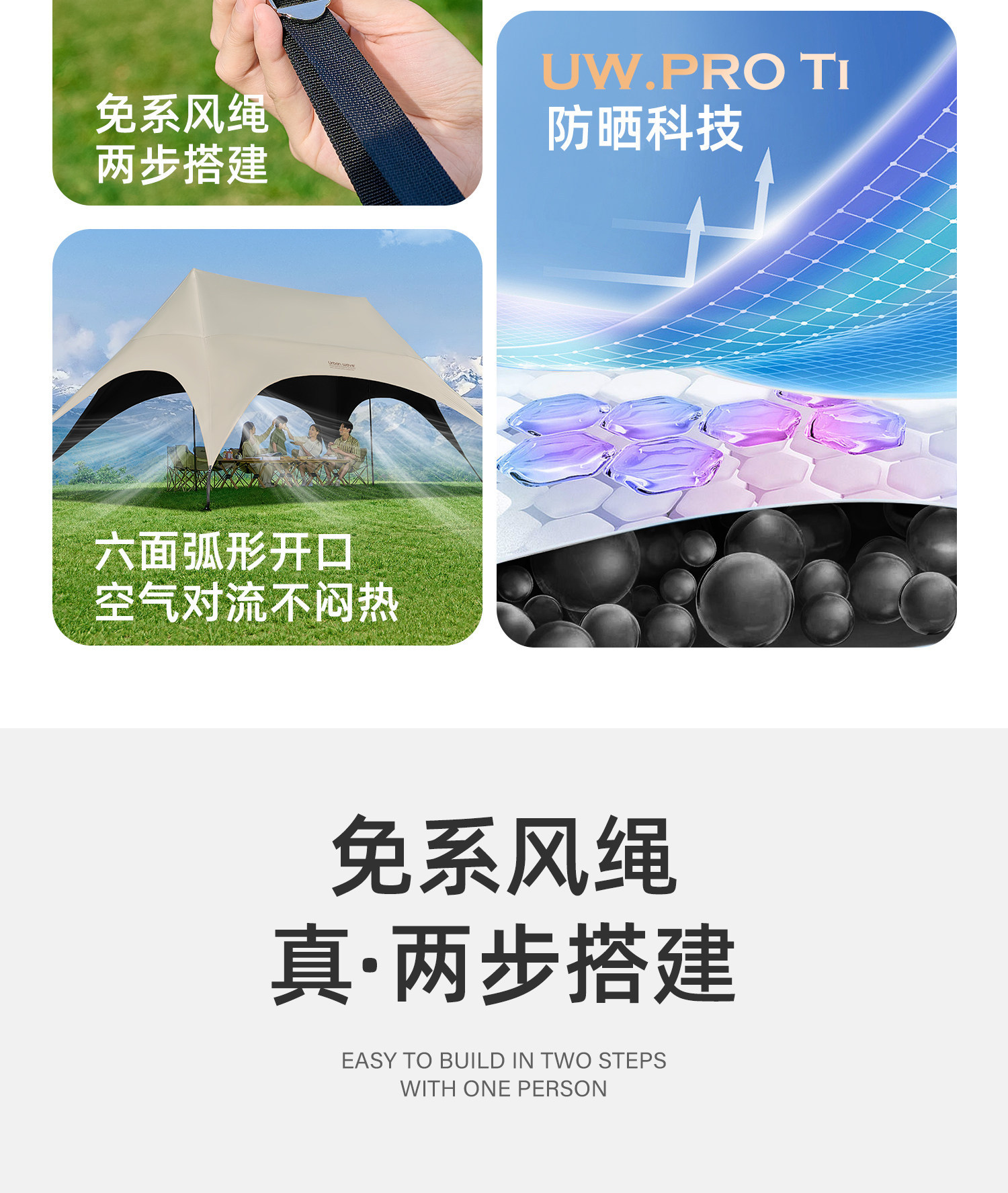 City Wave Quick-Open Canopy Tent Outdoor Camping 2026 New Model Full Blackout Black Glue New Style Sunshade Tent