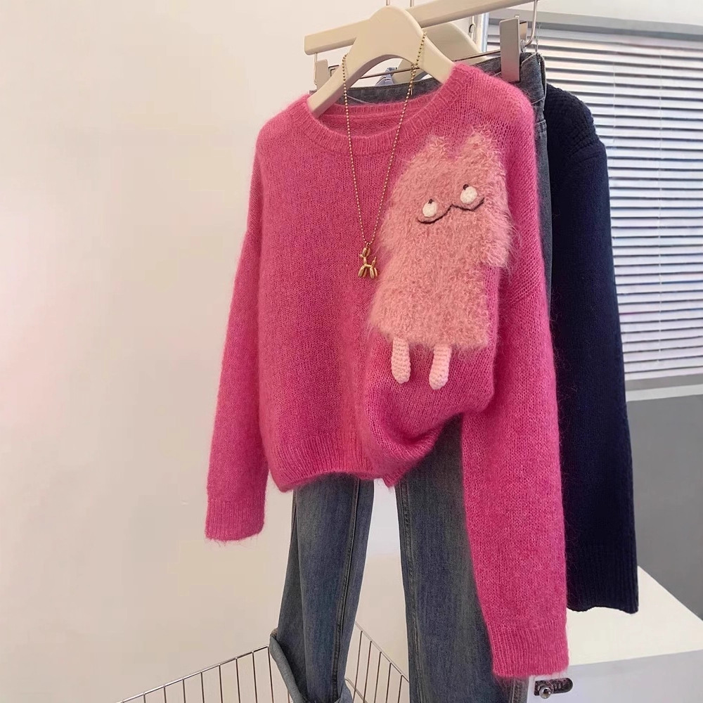 Guangzhou Thirteen Rows High-Quality Popular Items~ Autumn 2025 New Style Lazy and Loose-Fitting Gentle Temperament Knit Sweater Top