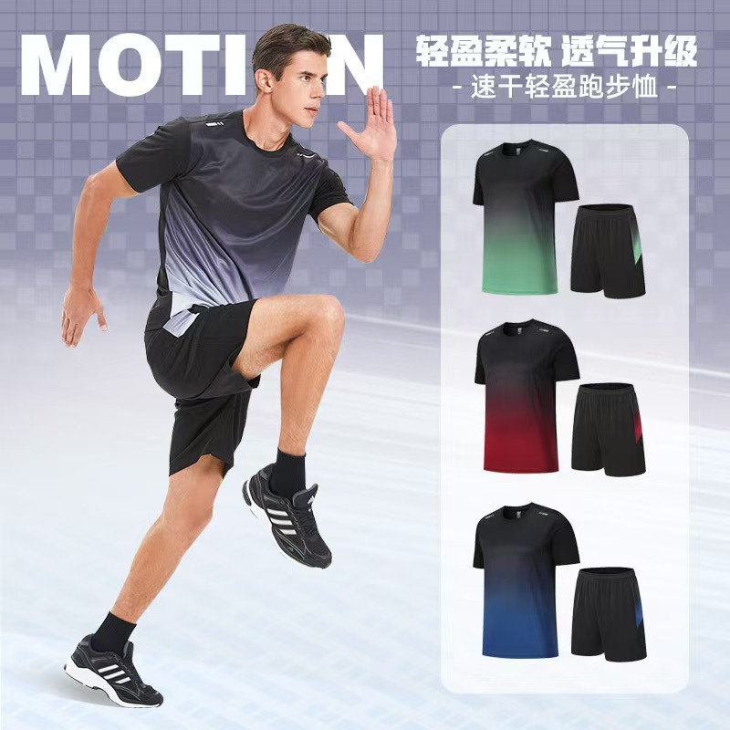 Transfronterizos ropa de secado rápido juego deportivo hombre camiseta de manga corta personalizada entrenamiento deportivo fitness Guangzhou ropa deportiva