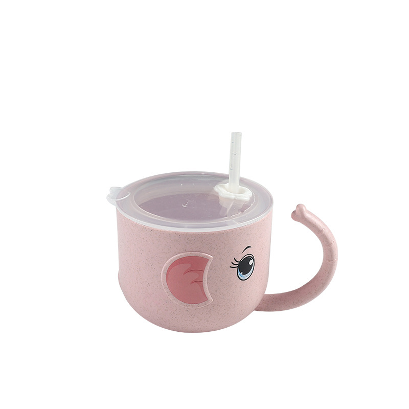 Directo de fábrica de dibujos animados elefante taza de agua niños taza de paja taza de beber bebé taza de leche materna y regalos del niño