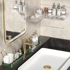 轉角置物架輕奢衛生間衛浴桌面整理梳妝檯壁掛免打孔化妝品收納盒