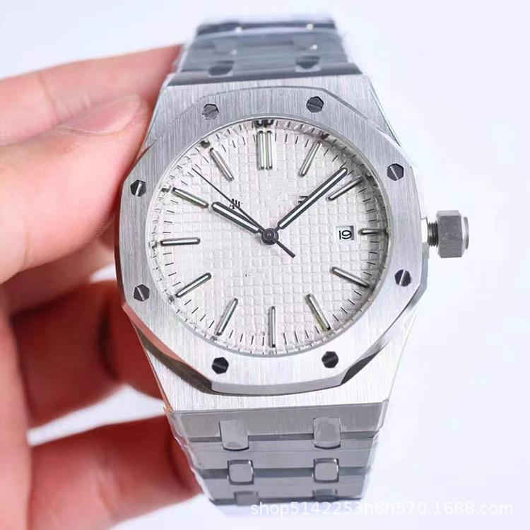 Aijia Big Dial Automatic Watch Zf Factory Royal Oak Ap Men's Stainless Steel Calendar Wristwatch Luminous Stainless Steel