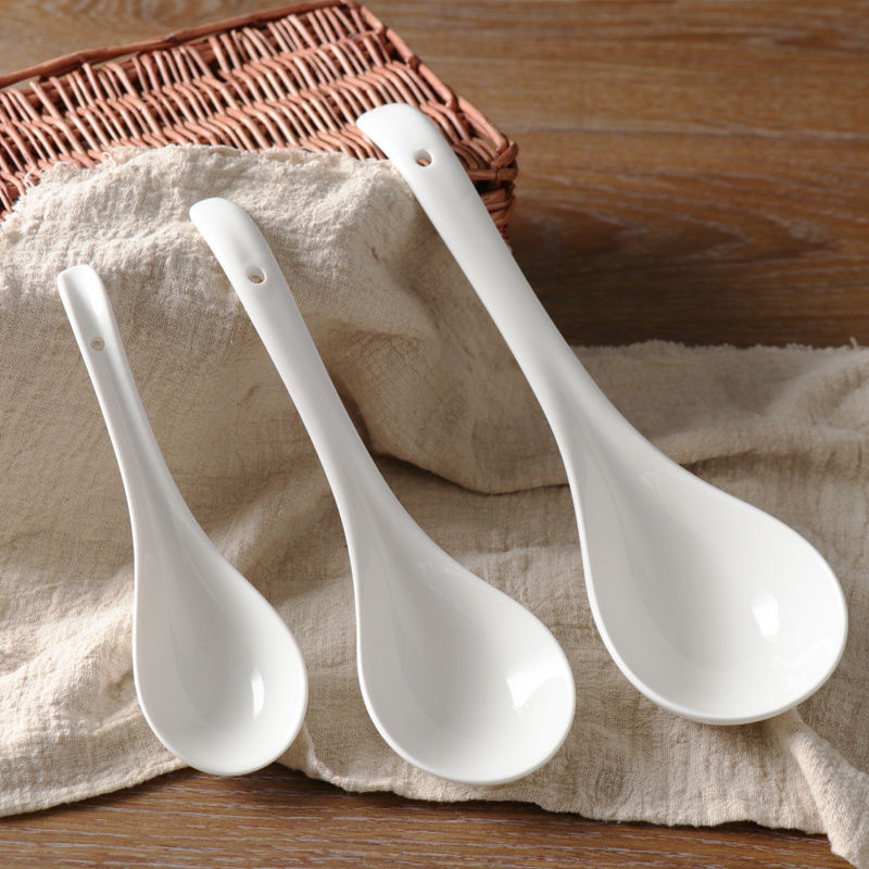 WBZ7 Restaurant Hotel Ceramic Soup Spoon Server Dessert Spoon Coffee Cup Spoon Hotel Large Soup Spoon Pure