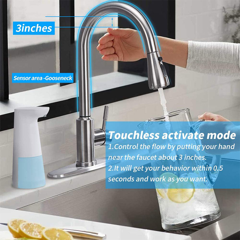 Smart touch 304 stainless steel kitchen hot and cold water faucet induction stretch anti-splash faucet dishwasher Application Scenario