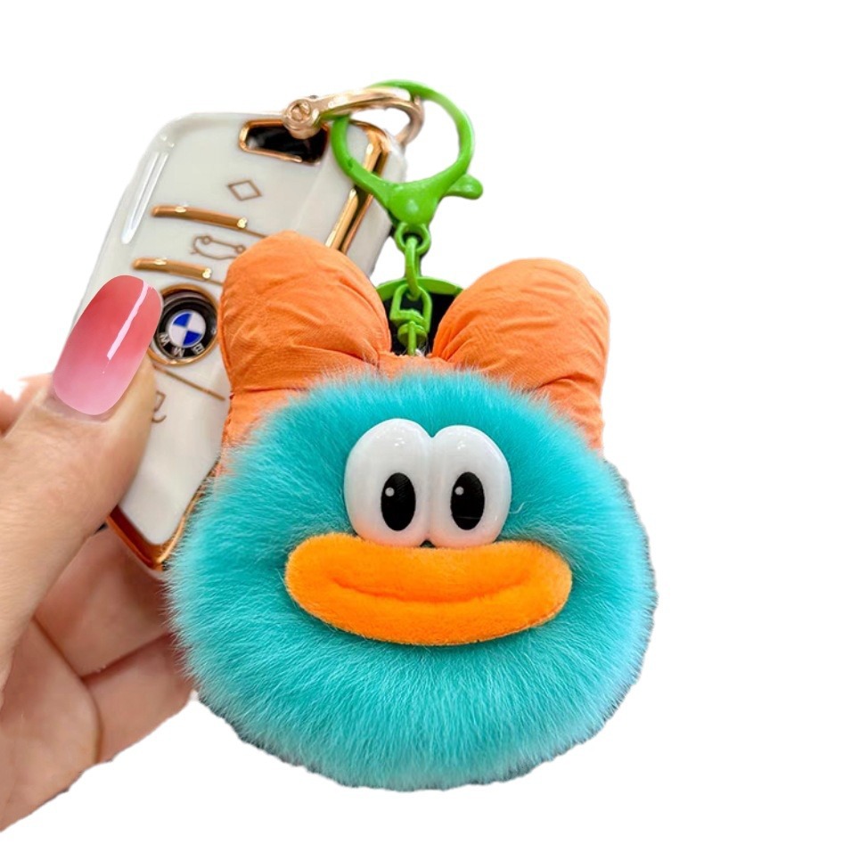 Peltas de pato verdaderas bolsas de carbón bolsas de llaves de automóviles bolsas de peluche muñecas colgantes colgantes de bolsas de pato