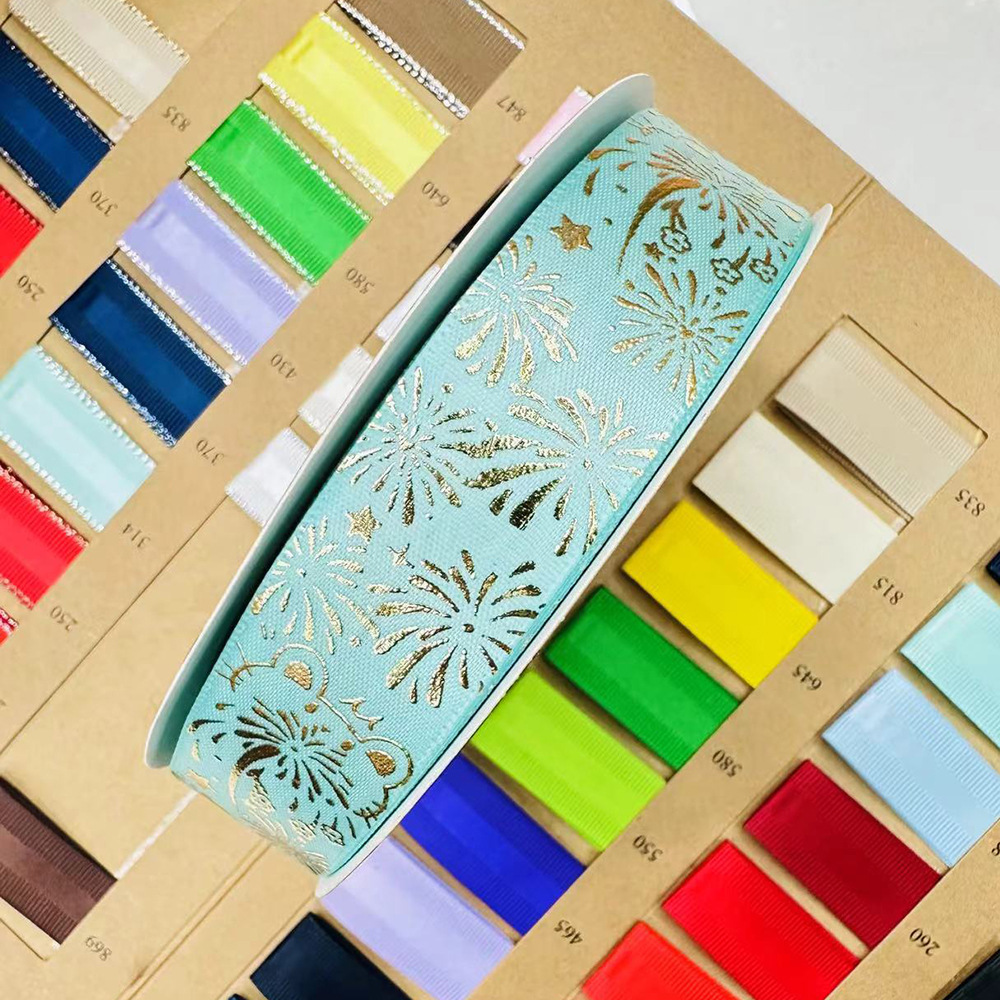 2.5CM fuegos artificiales gatos estampado cinta de estampado en caliente barras de estampado mano para la cinta de regalo de mano decoración cinta de embalaje