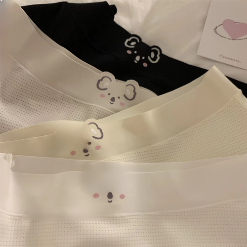 Cute girl's seamless underwear summer thin breathable butt-covering pure cotton women's large size ice silk mid-waist briefs