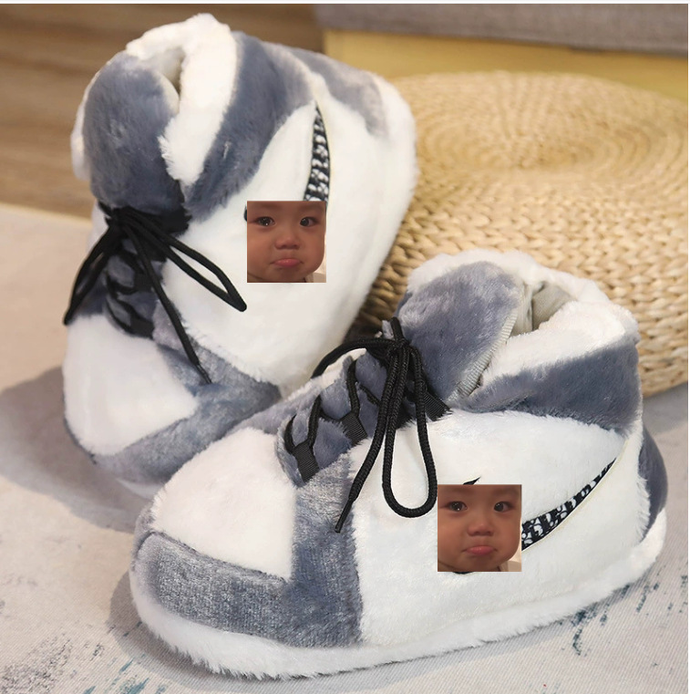 Tiktok mismo estilo parodia zapatos de grasa Coco pareja Zapatillas de algodón volver al futuro casa piso Kang hebilla 1 zapatos de algodón