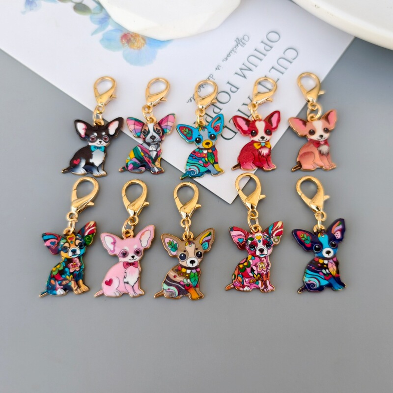 Cross-Border New Product Pet Dog Pendant Keychain Colorful Puppy Bag Decoration Creative Party Gifts Ready for Sale
