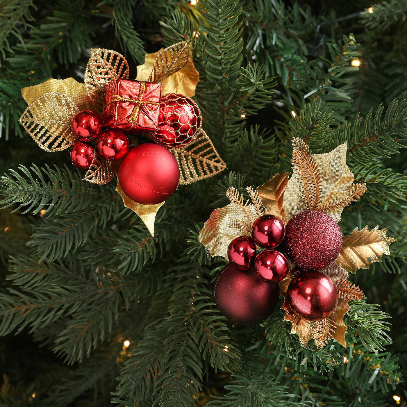 Navidad transfronteriza fruta roja fruta dorada hojas de fruta dorada árbol de Navidad guirnaldas de caña decoración ornamentos de flores suministros de atmósfera