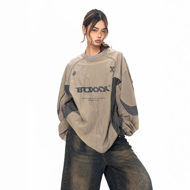 American-style Functional Waterproof Charge Jersey Pullover Sweatshirt Men's and Women's Spring and Autumn Loose Casual Long-sleeved Jacket Top Trendy