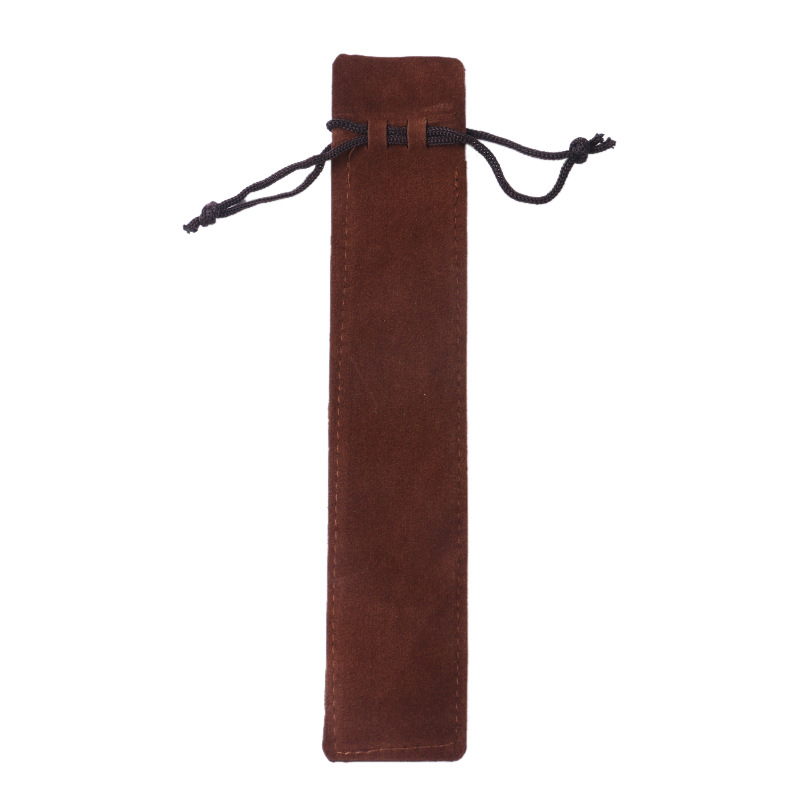 En stock caja de lápices de franela multicolor engrosada de dos lados bolsa de embalaje de la pluma de cristal con cordón bolsa de regalo de la pluma impresa LOGO