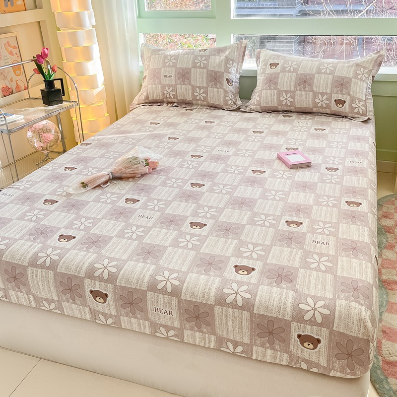 Sombrilla de cama de algodón pieza individual 100 algodón dormitorio de estudiantes colchón individual funda protectora funda de cama funda de almohada juego de tres piezas 2