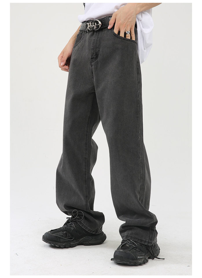 Quần jean nam ống rộng ống đứng dáng suông thoải mái phong cách Hàn Quốc — Xanh denim, Xanh lam đậm, Đen Xám chi tiết 11