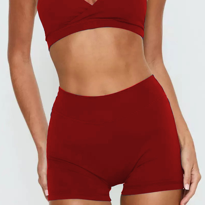 Comercio exterior transfronterizo V-cuello envuelto pecho colgar ropa interior de cuello fitness yoga pull-up mejorar la velocidad de resorte seco conjunto de dos piezas image 17