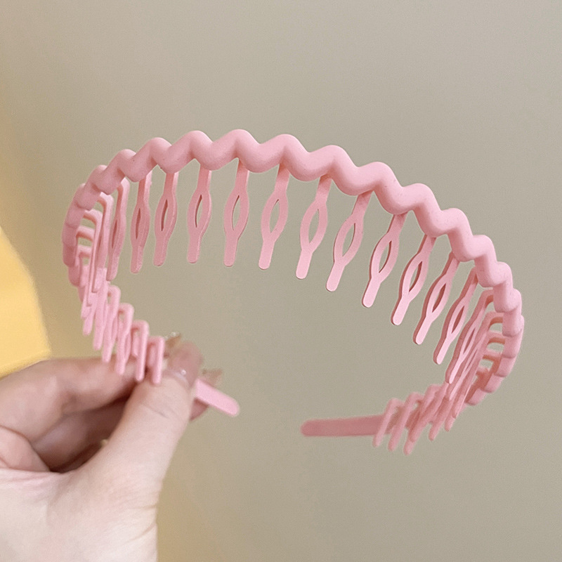 Coreano alto cráneo debe aumentar la altura esponjoso peludo ondulado banda de cabello de doble uso con dientes para mujeres