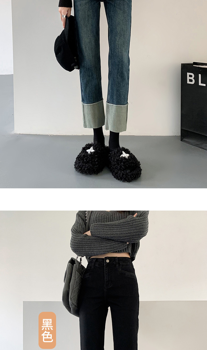 Spring new Korean-style retro color-blocking high-waisted straight-leg pants that make you look petite, 8-8 out of 10 skinny skinny jeans with a cigarette tube for women pic 17