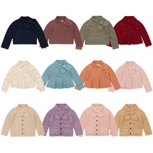 现货！儿童毛衣25秋冬跨境MP精选针织女童复古风蝴蝶结保暖针织衫