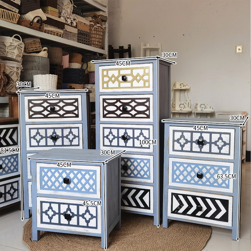 Cross-Border americano cajón gabinete de almacenamiento vintage armario pastoral juguete de múltiples capas de madera en el pecho de cajones creativa mesita de noche