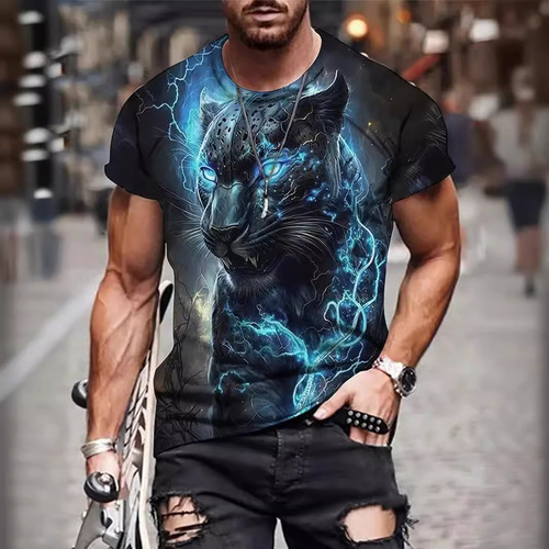 2024 Cross-Border International Trade Summer New Nature Scenery Digital Printing Men's T-Shirt Fresh and Fashionable Short Sleeve One Piece