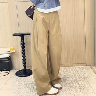 Fashion Versatile Casual Pants for Women 2025 Spring New Plus-Size Pear-Shaped Figure High-Waisted Slimming Floor-Length Wide-Leg Pants