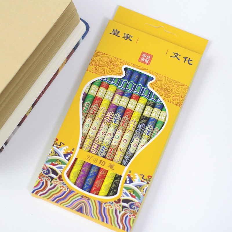 宫廷铅笔12支盒装学生HB黑色笔芯中国风特色旅游景点工艺文创礼物