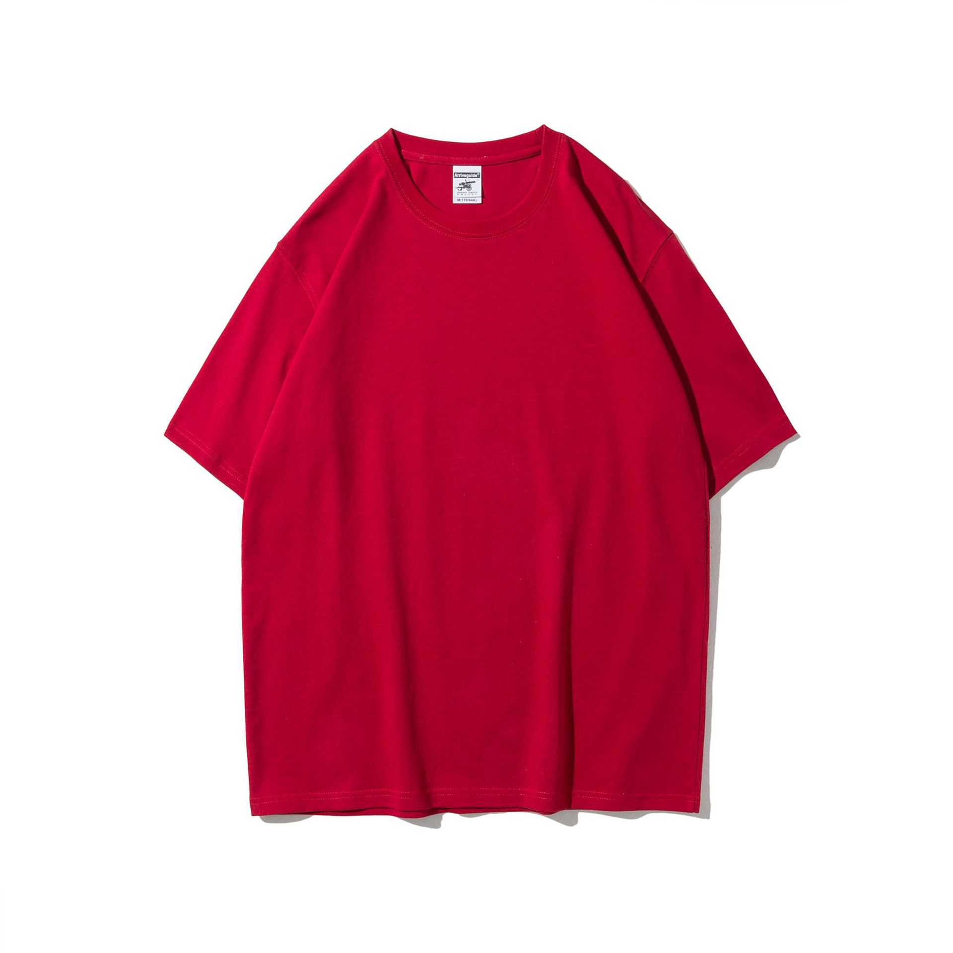 メンズ夏のAG280gマーク沁男士重ポンド丸襟tシャツ純綿純色潮男半袖男プリントt
