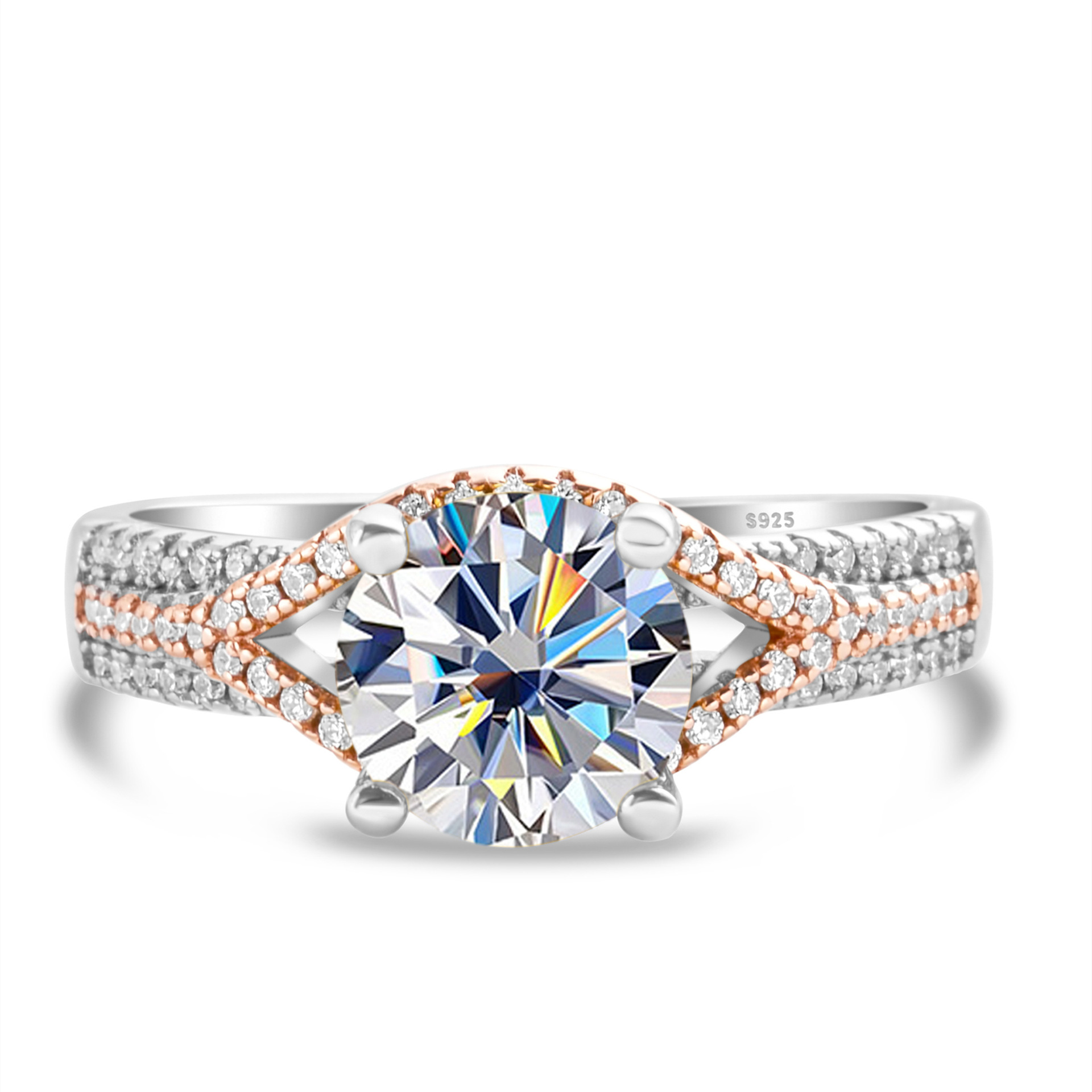 Anillo de flores de automóviles anillo de diamantes de moissan anillo de plata femenino exagerado oro anillo de diamantes de dos colores anillo de chatarra en vivo suministro