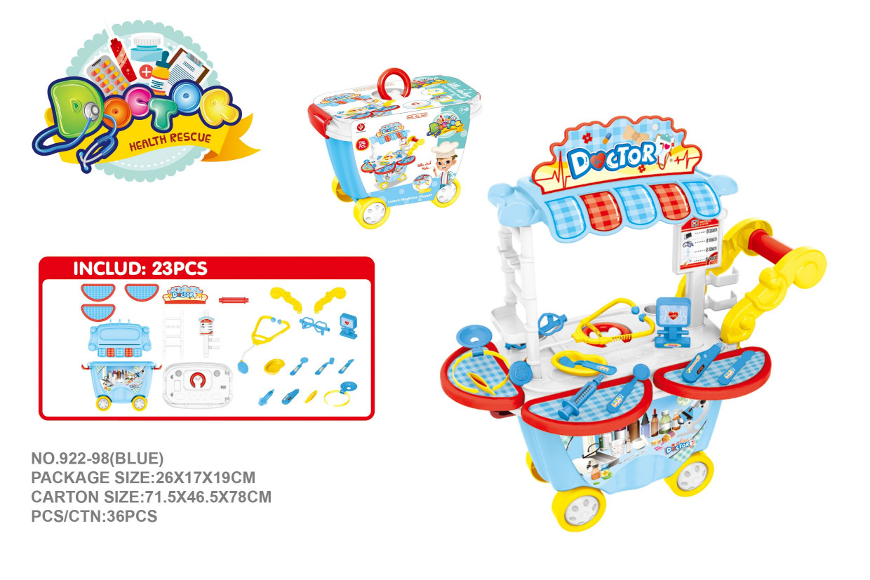 Tire de la bolsa de comedor coche juguete transfronterizo juego casa utensilios de cocina postre carrito de compras Caja de Herramientas niña niños herramientas médicas traje