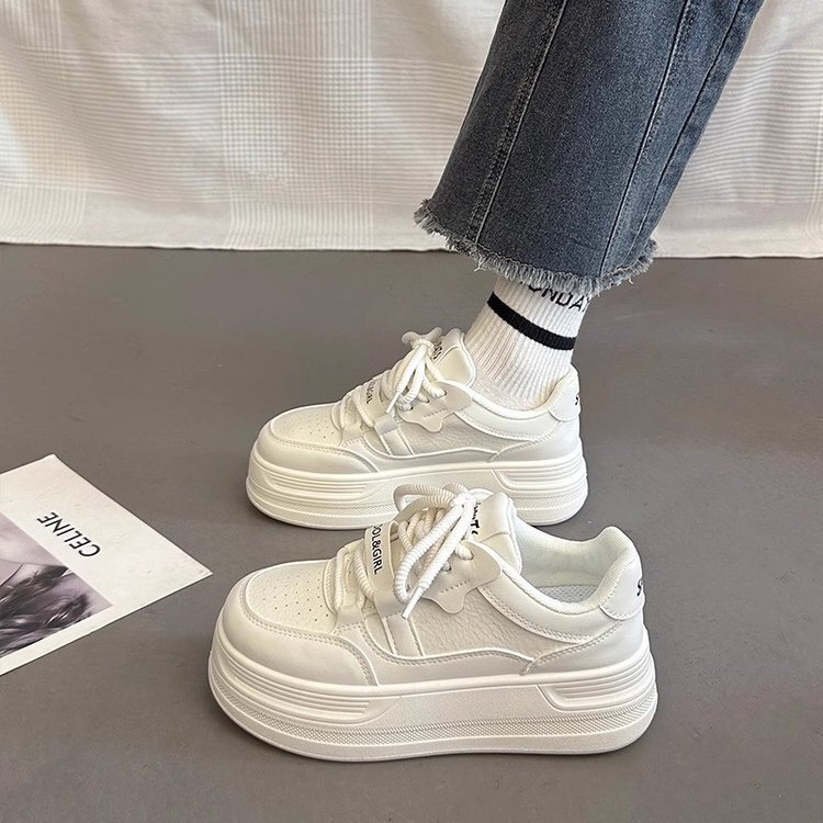 All-match thick-soled small white shoes women's niche height-increasing board shoes 2025 new spring and autumn leisure sneaker trend wholesale All-match thick-soled small white shoes women's niche height-increasing board shoes 2025 new spring and autumn leisure sneaker trend wholesale