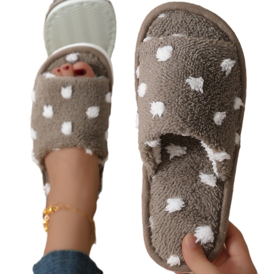 punto de onda transfronterizo cruzado zapatillas de algodón de dedo abierto interior mujer casa antideslizante silencioso fábrica de zapatillas suaves al por mayor