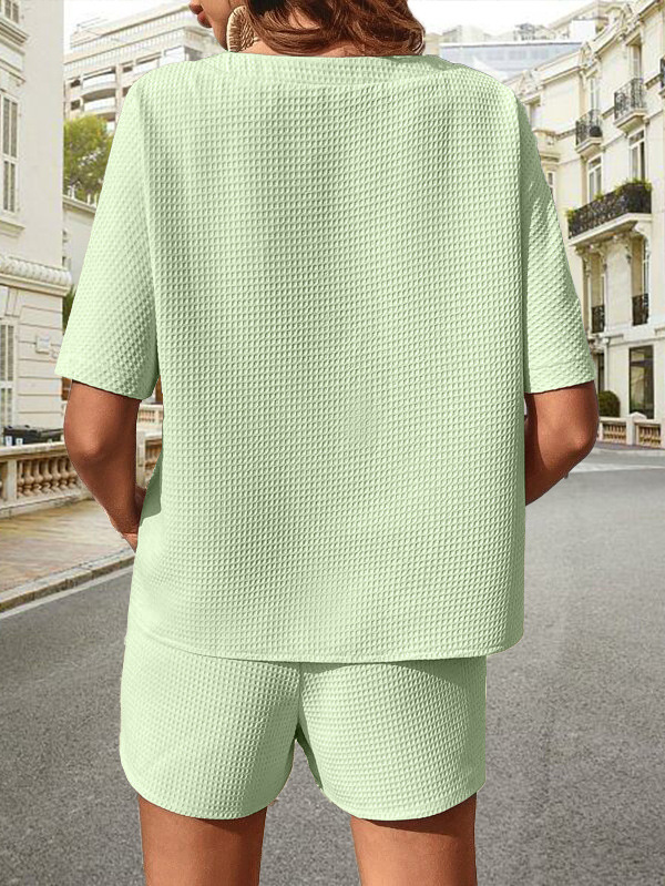 Ferien Täglich Frau Einfacher Stil Einfarbig Polyester Jacquard Shorts-Sets Shorts-Sets display picture 10