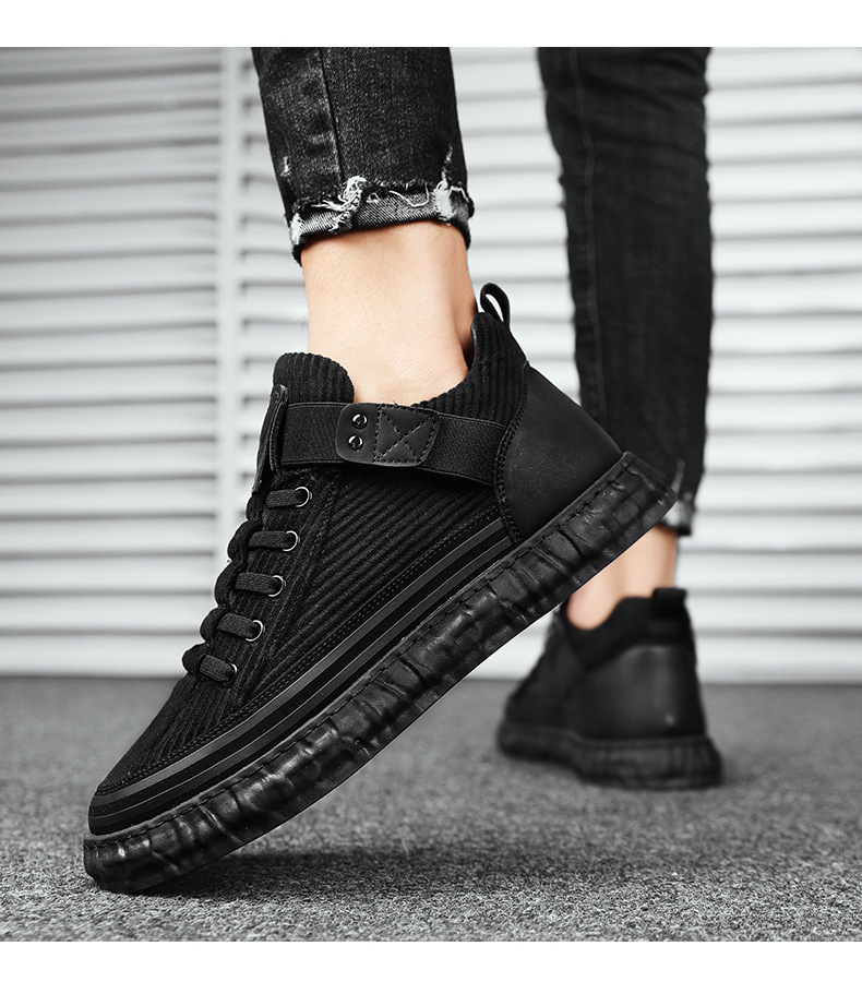 Zimska žametna topla bombažna moška oblačila Zhongbang Corduroy, priložnostna ravna drsalka, mladinski modni čevlji_voghion.com