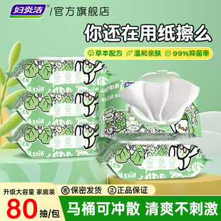 Fuyanjie Sanitary Wet Toilet Paper Butt Wipes Private Parts Cleaning Wet Wipes with Cover Thickeneded Family Pack