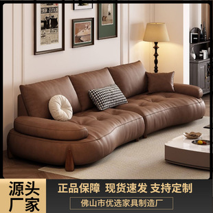 Trendy Retro Sofa for Small Living Rooms, Creative Irregular Minimalist Designer Home Straight Sofa