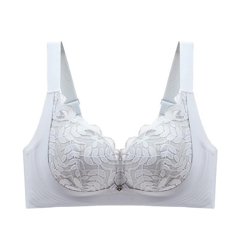 Ropa interior de látex de apoyo suave de tamaño grande para damas, pecho grande y pequeño, sin anillo de acero, sujetador de encaje anti-prolapso.