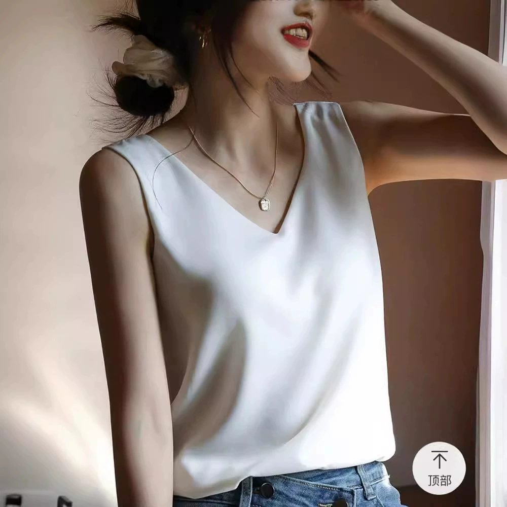 [Спот] Французский элегантный V-образный костюм с камзолом жилет женский простой белый атлас D801