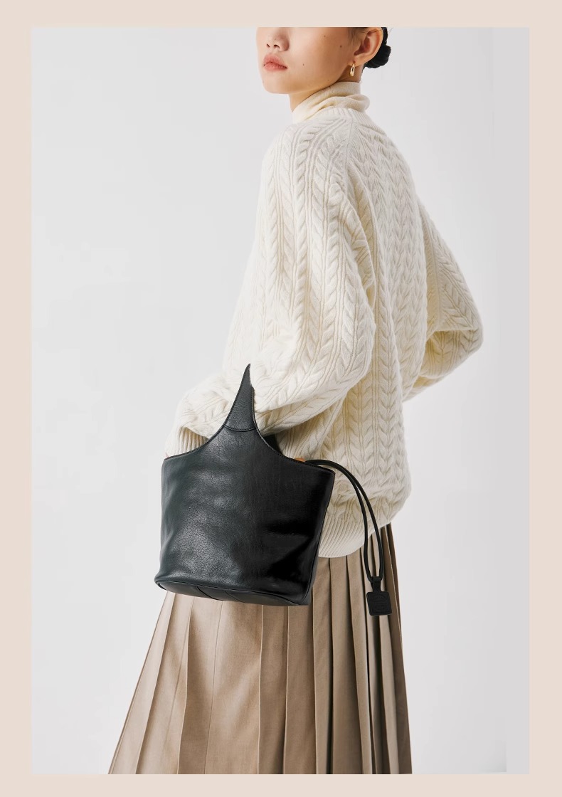 Qiu Zhen – sac à main à bandoulière en cuir véritable de vache tanné, sac panier à légumes de grande capacité pour les déplacements, femme_voghion.com