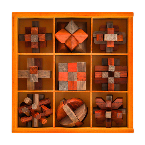 Kong Mingsuo Jiugongge Building Blocks Adult Educational Toys Leisure Office Decompression Toys Luban Lock Nine-piece Set
