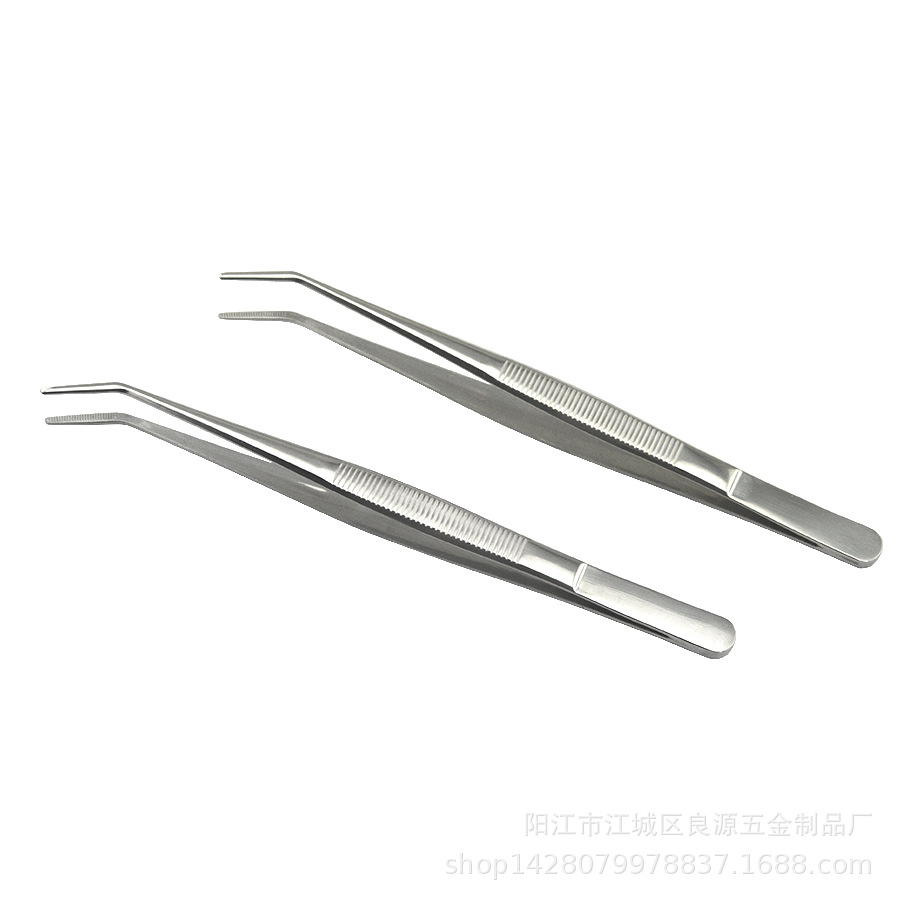 不锈钢弯头镊 多用夹 酒店摆盘工具镊子食品夹 厨房镊子