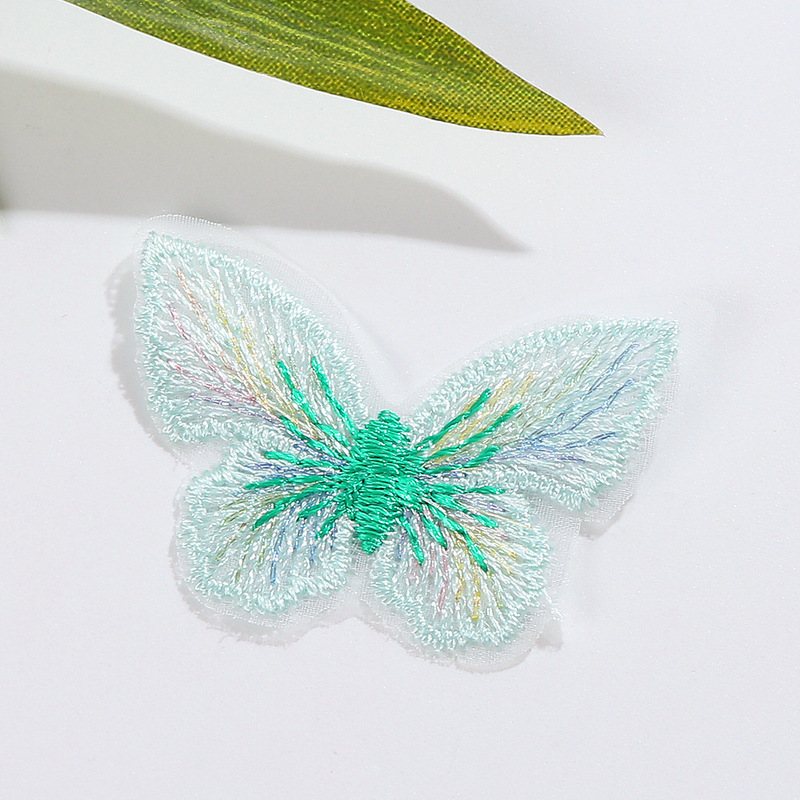 マカロン色の刺繍が可愛い蝶レース刺繍はdiyアクセサリーの靴の帽子の服を貼ります。|undefined