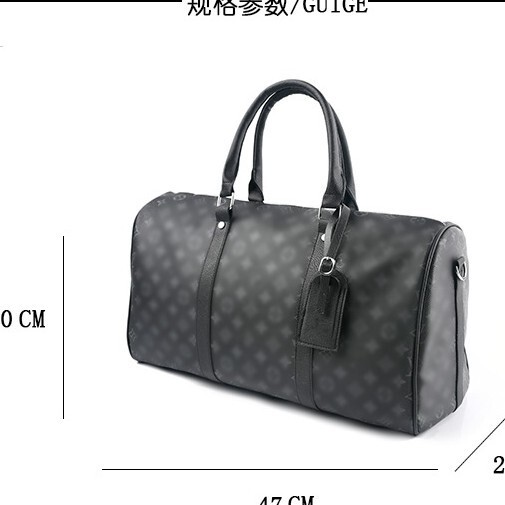 Travel Bag for Women and Men, Large Capacity Black Floral Handbag, Trendy Short-Distance and Long-Distance Business Trip Travel Single-Compartment Crossbody Large Bag