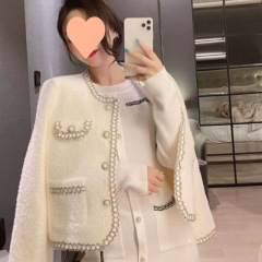 Xiaoxiangfeng ファッショナブルで多用途な両面ベルベットイミテーションミンクジャケット韓国スタイルのルーズジャケットカーディガンセーター春と秋の気質セレブ