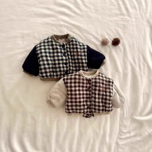 韩版冬款时尚格子外套童棉衣小宝宝夹棉服百搭加厚保暖棉棉袄其他