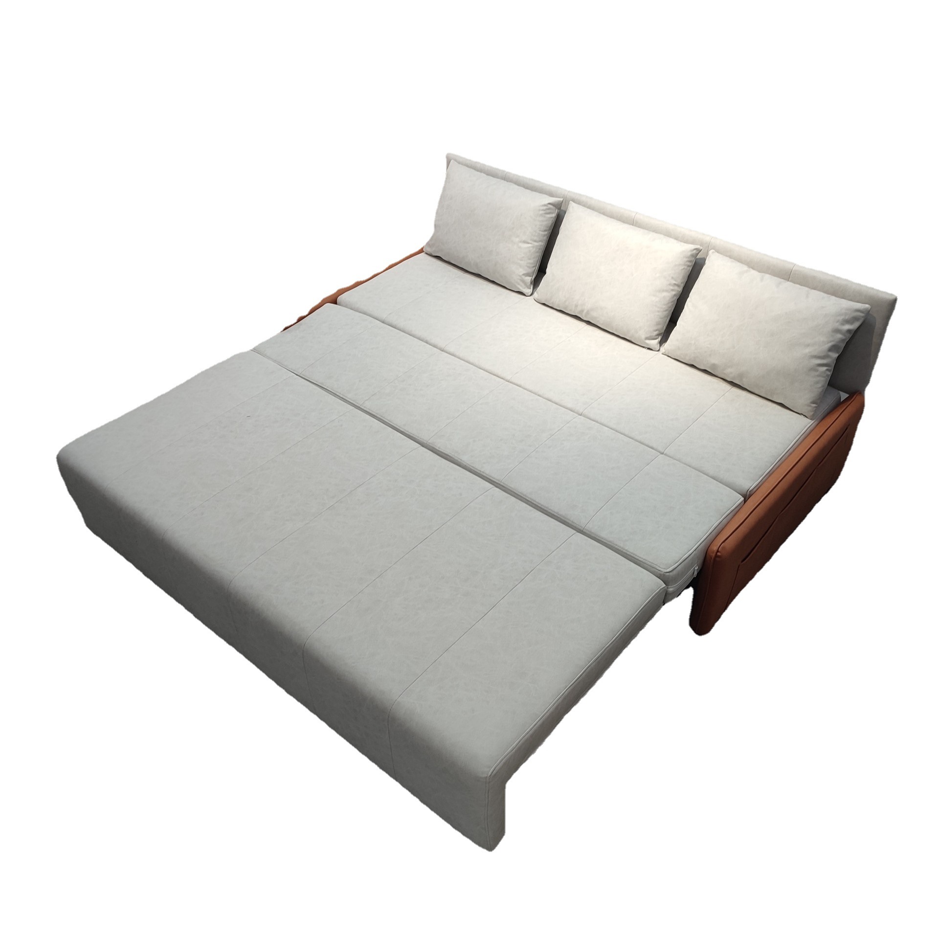 Salón de estar pequeño apartamento sofá cama de función sin lavar tela moderna simple de aire empujando y tirando de almacenamiento sofá de doble uso